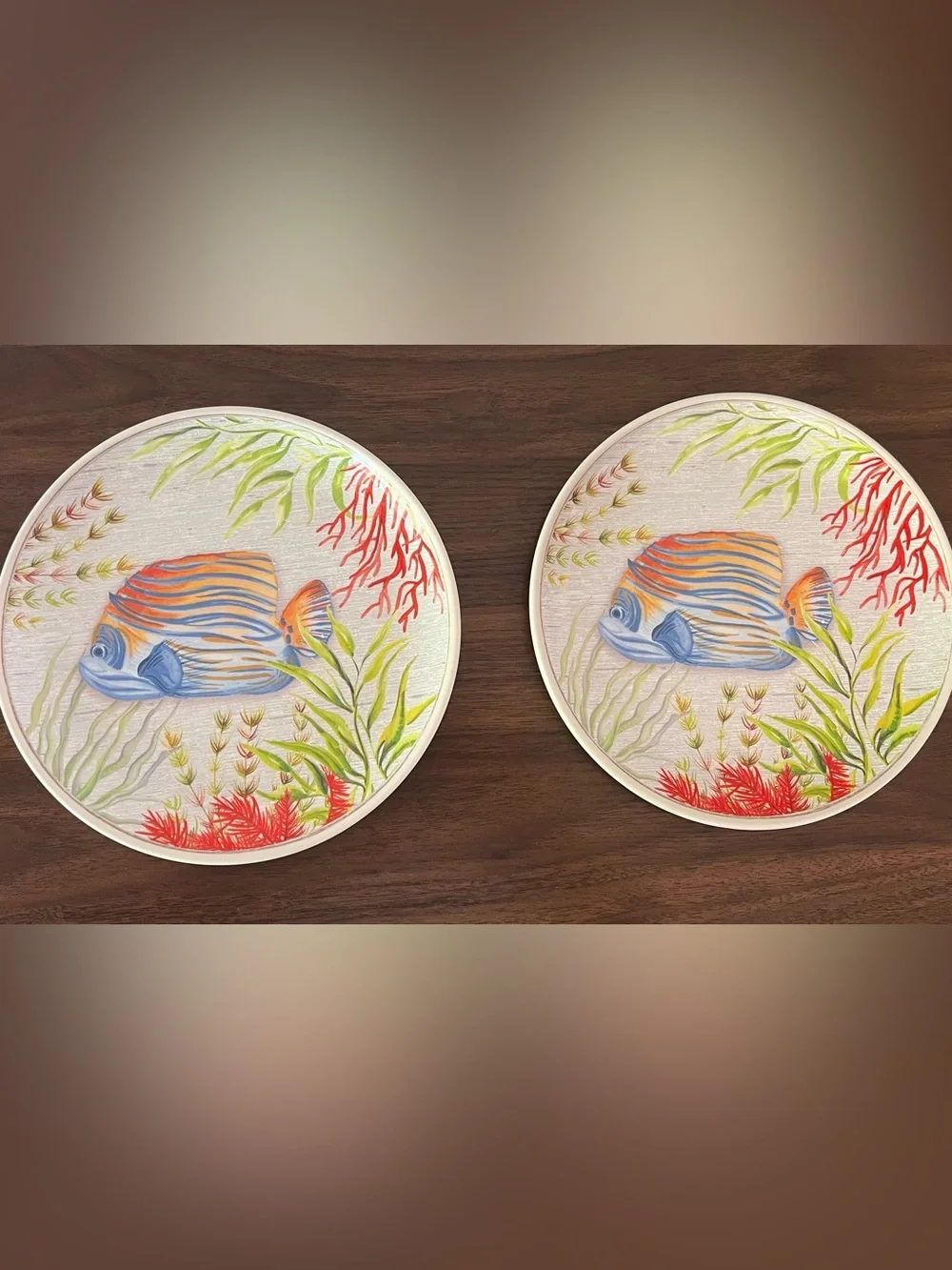 Set/2 Better Homes & Gardens Fish Melamine 8.5” Plate Summer 2016 Salad Luncheon